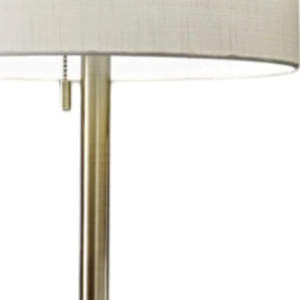 Brass Metal Floor Lamp With White Fabric Cylinder Shade By Homeroots - Image 4