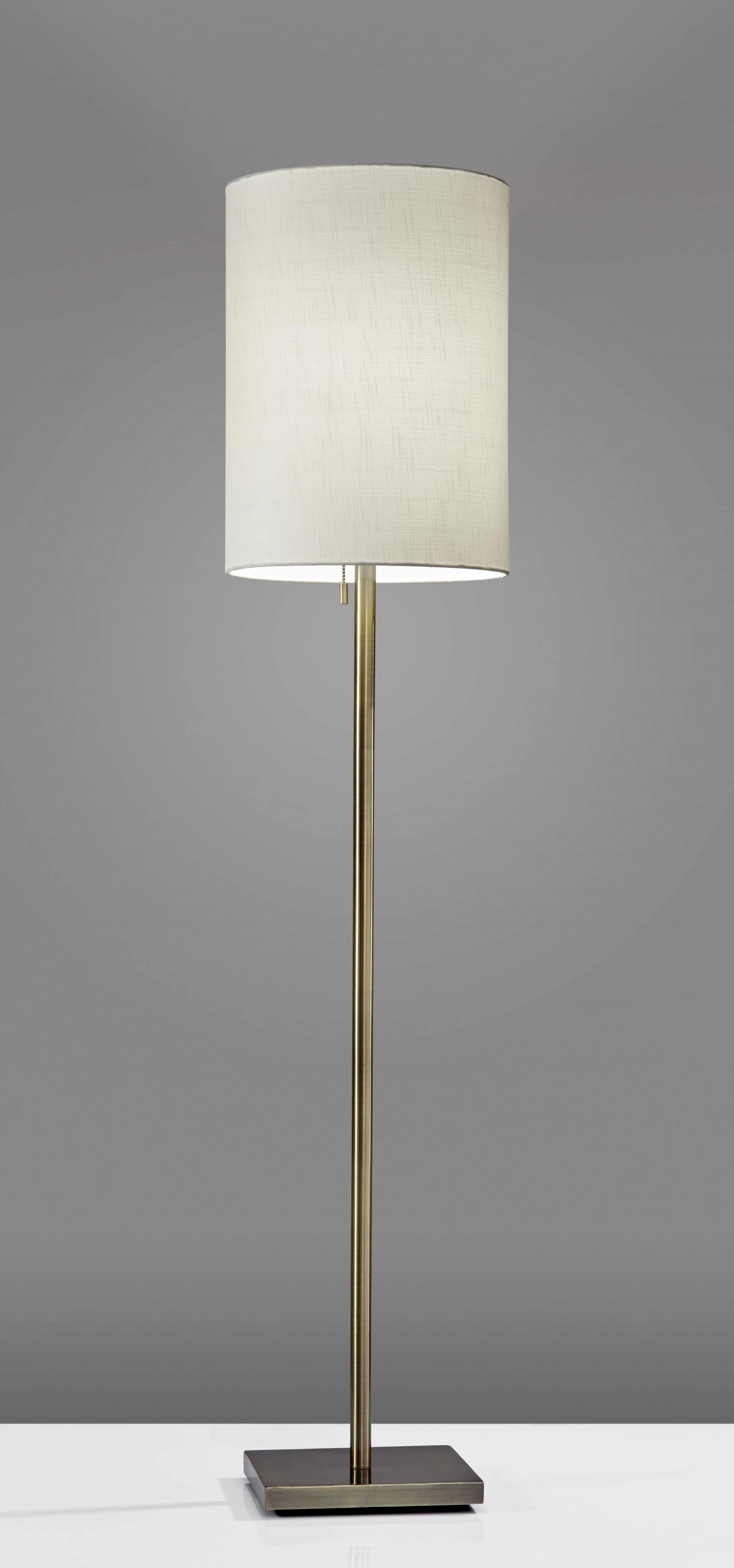 Brass Metal Floor Lamp With White Fabric Cylinder Shade By Homeroots - Image 5