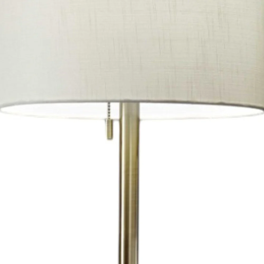 Brass Metal Floor Lamp With White Fabric Cylinder Shade By Homeroots - Image 6