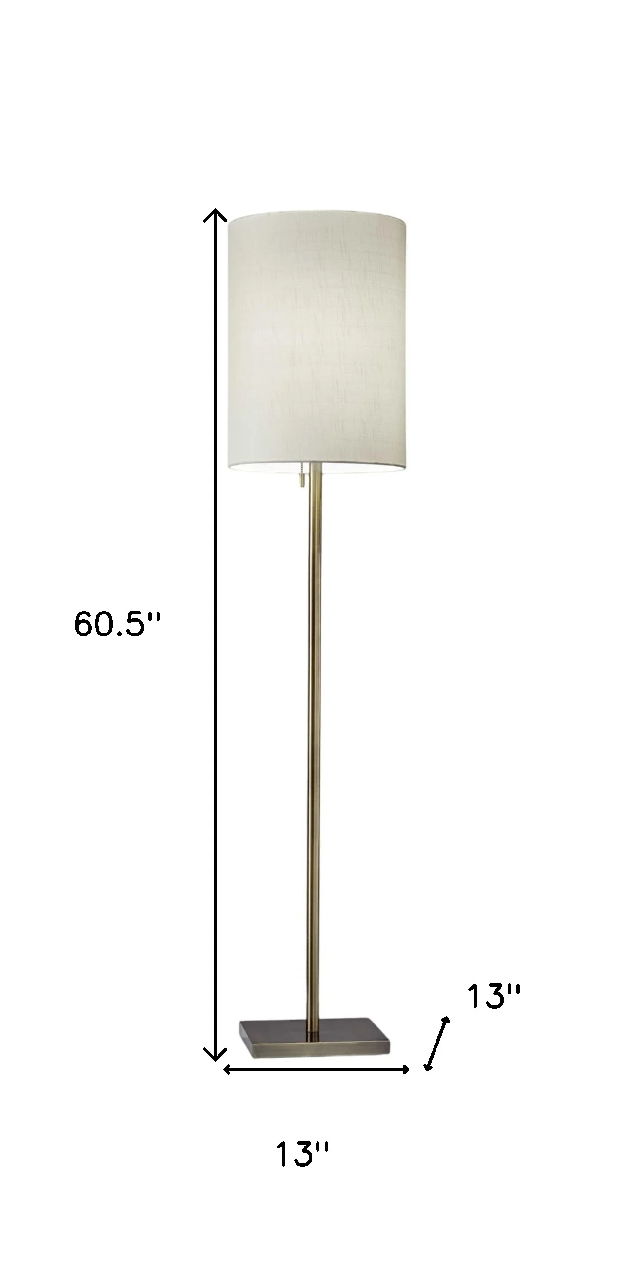 Brass Metal Floor Lamp With White Fabric Cylinder Shade By Homeroots - Image 8