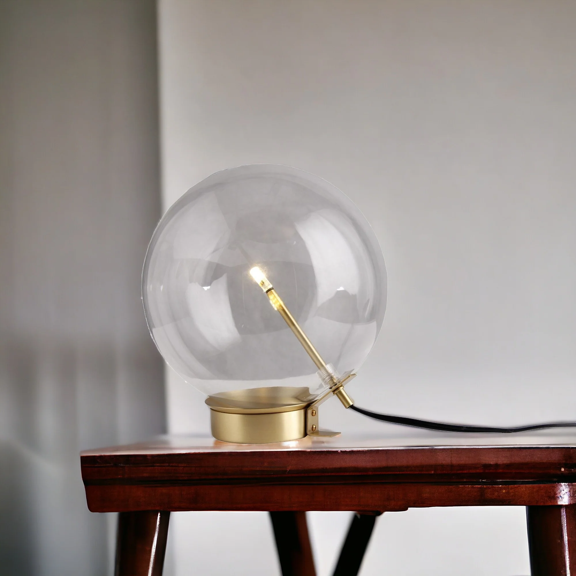 Brass Metal Globe Table Lamp By Homeroots - Image 2