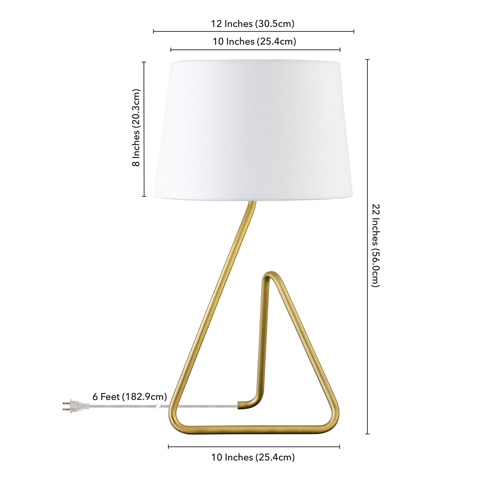 Brass Metal Table Lamp With White Bell Shade By Homeroots - Image 6