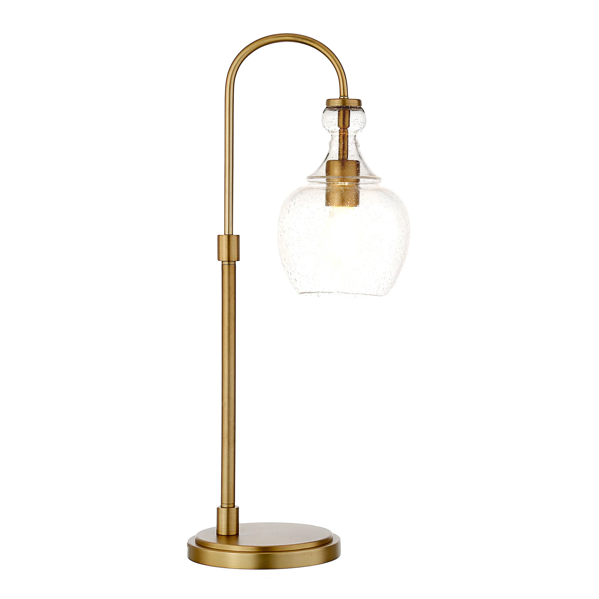 Brass Metal Table Lamp With White Bell Shade By Homeroots - Image 9