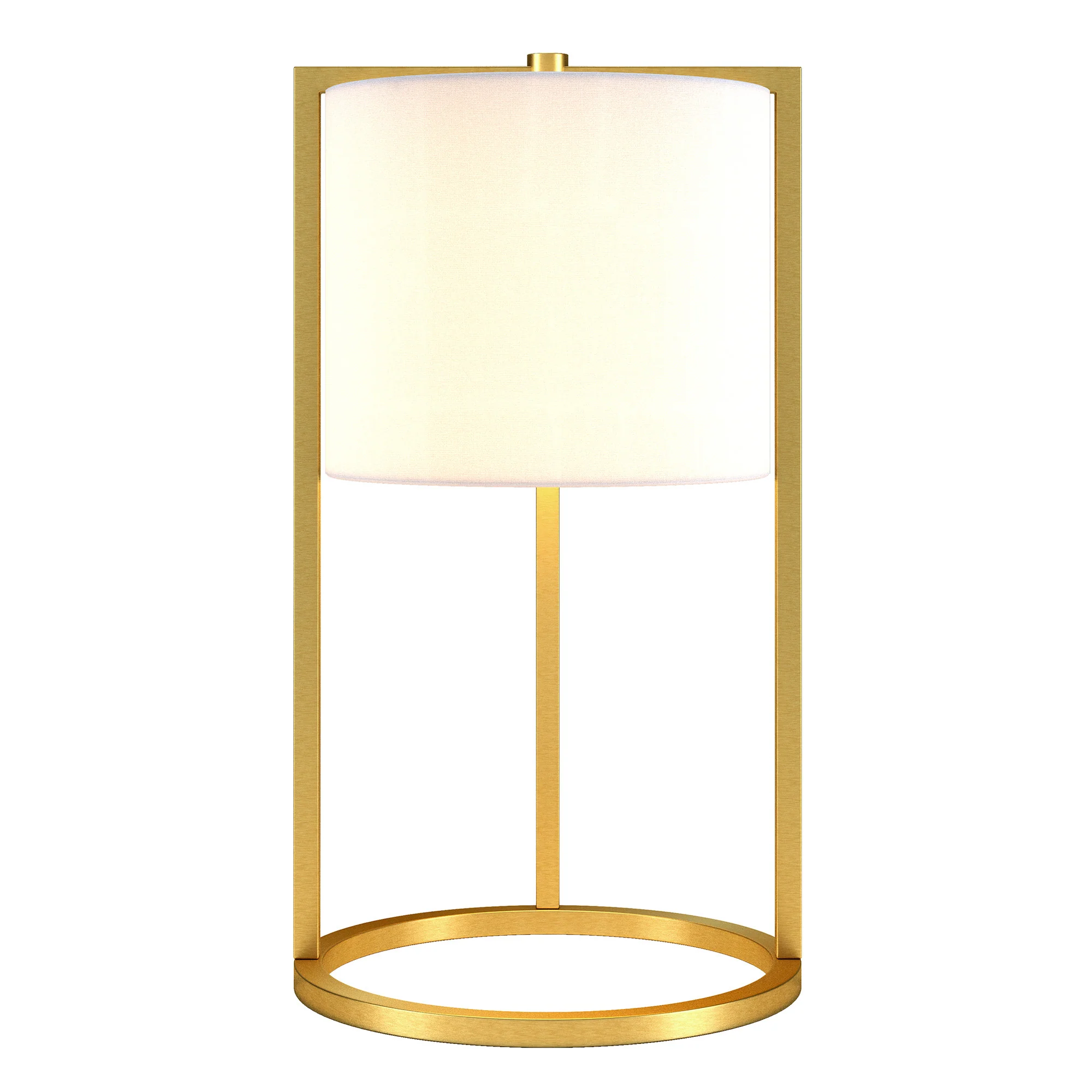 Brass Metal Table Lamp With White Drum Shade By Homeroots - Image 2