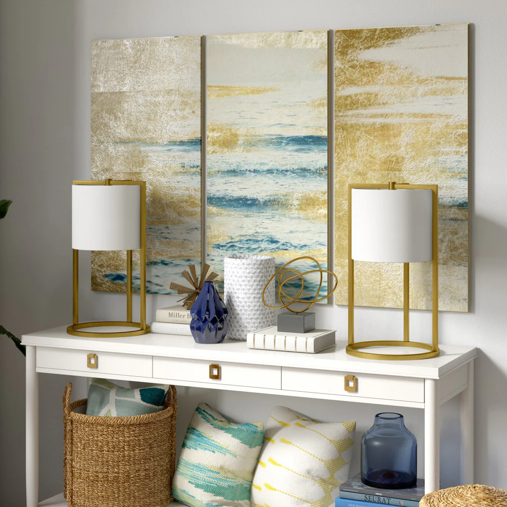 Brass Metal Table Lamp With White Drum Shade By Homeroots - Image 5