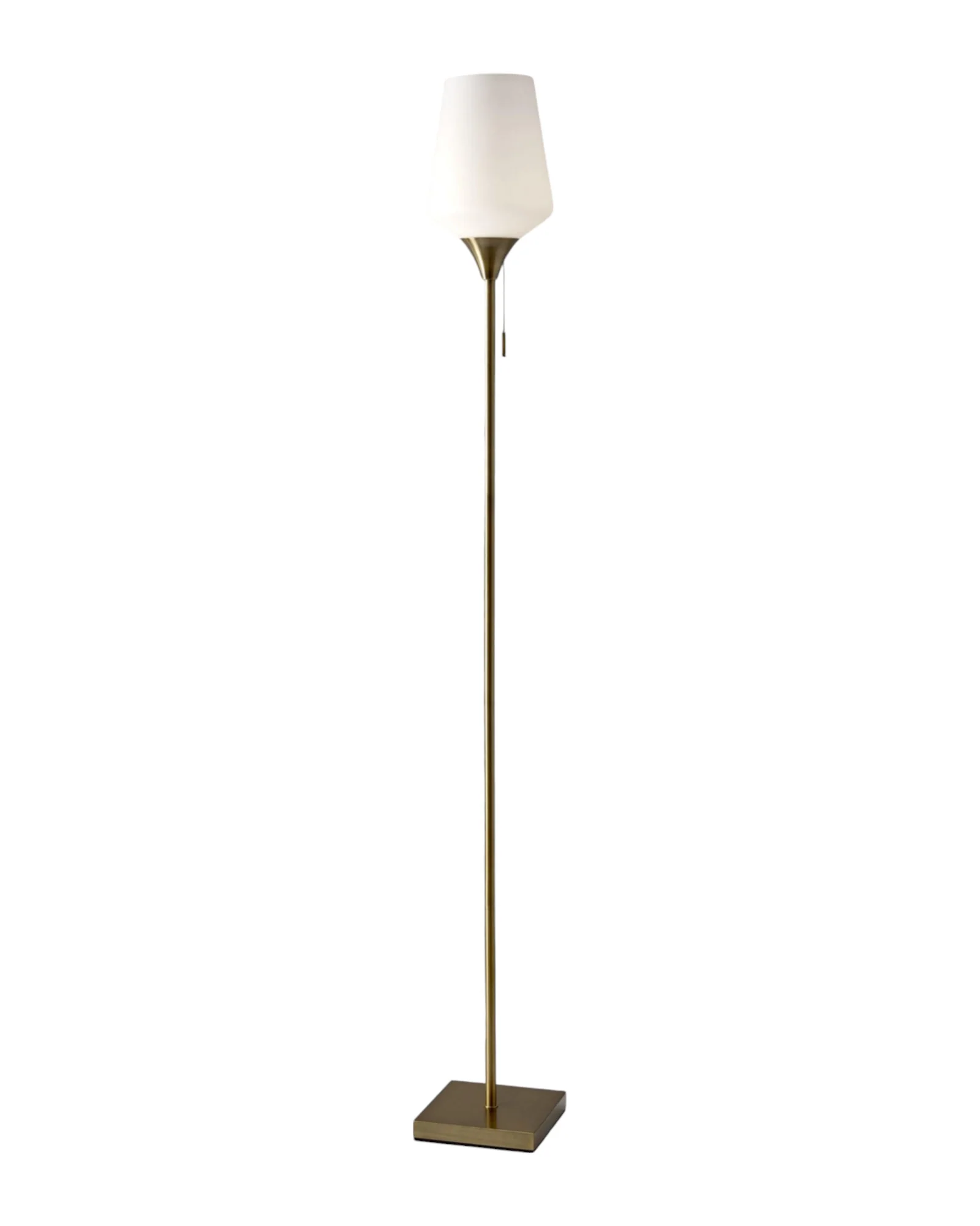 Brass Metal Torchiere Floor Lamp With White Glass Novelty Shade By Homeroots - Image 2