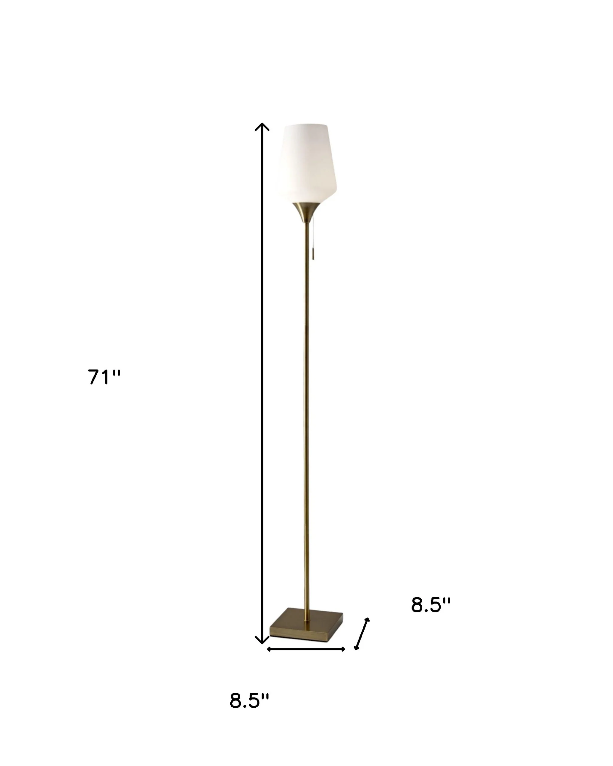 Brass Metal Torchiere Floor Lamp With White Glass Novelty Shade By Homeroots - Image 8