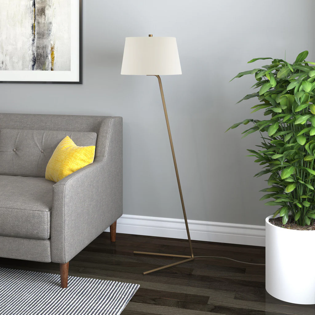 Brass Novelty Floor Lamp With White Frosted Glass Drum Shade By Homeroots - Image 6