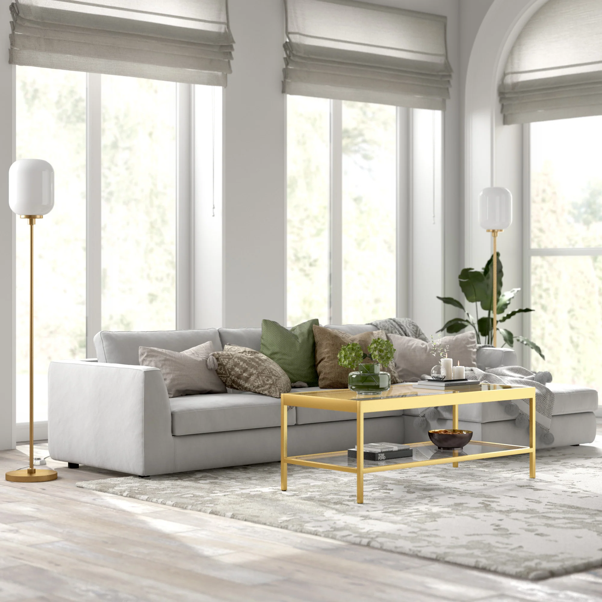 Brass Novelty Floor Lamp With White Frosted Glass Globe Shade By Homeroots - Image 6