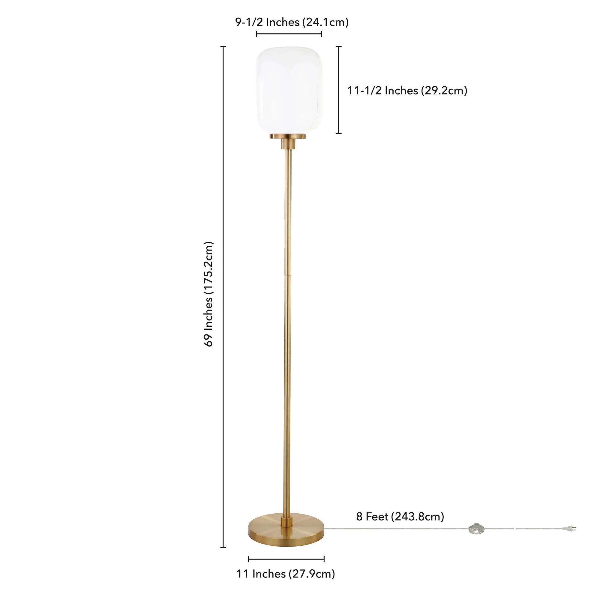 Brass Novelty Floor Lamp With White Frosted Glass Globe Shade By Homeroots - Image 7