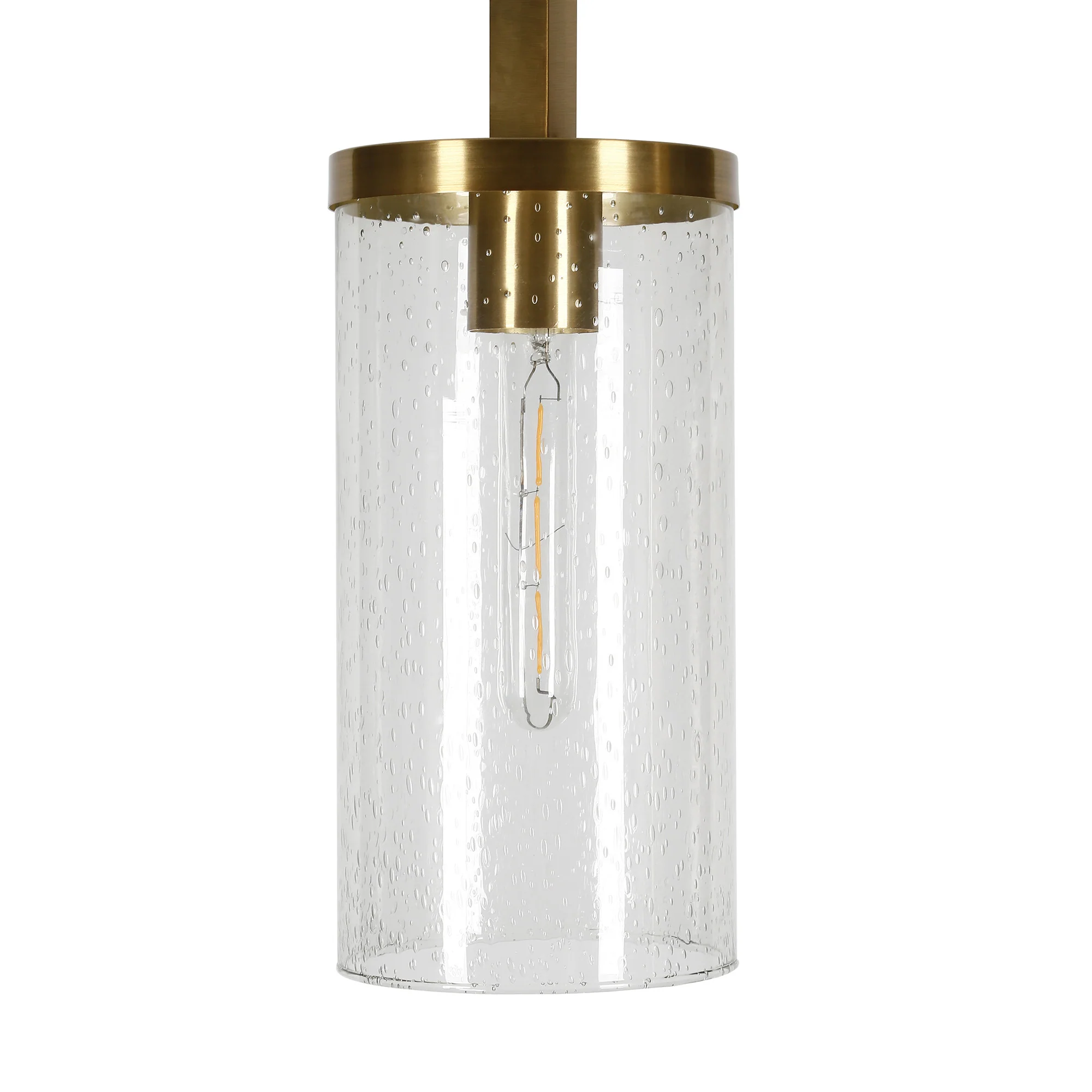 Brass Reading Floor Lamp With Clear Seeded Glass Drum Shade By Homeroots - Image 2