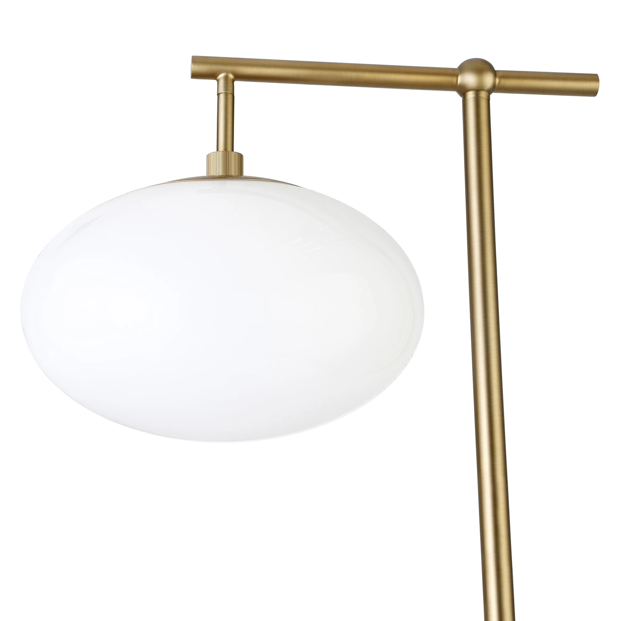 Brass Reading Floor Lamp With White Frosted Glass Globe Shade By Homeroots - Image 3