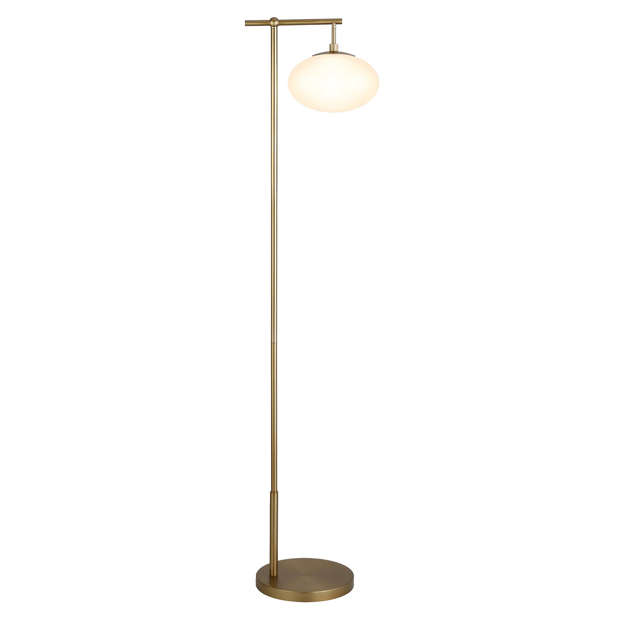 Brass Reading Floor Lamp With White Frosted Glass Globe Shade By Homeroots - Image 8