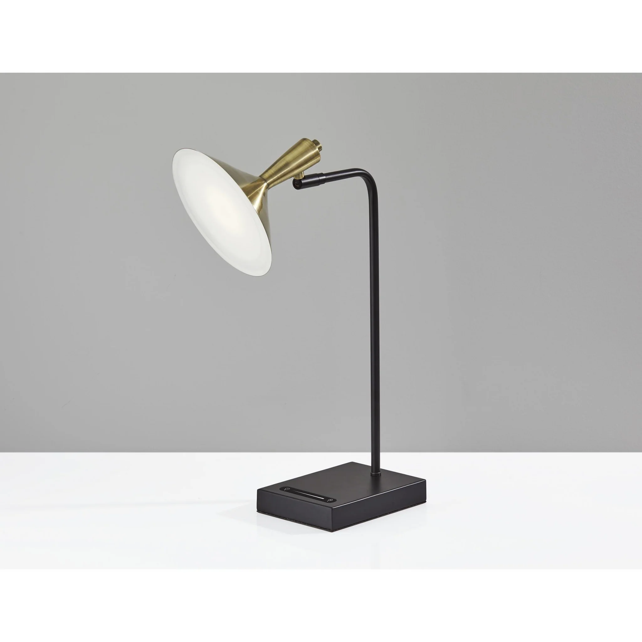 Brass Spotlight Black Metal LED Desk Lamp By Homeroots - Image 2