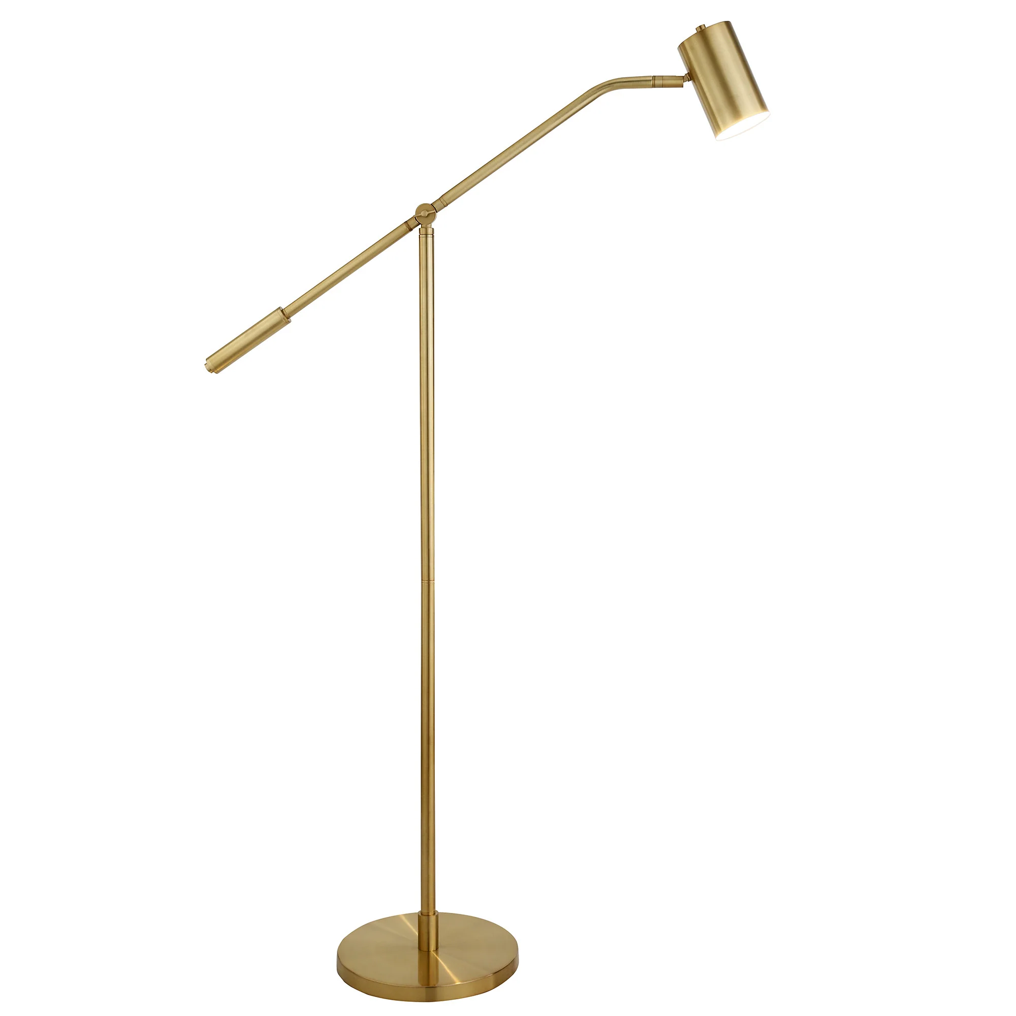 Brass Swing Arm Floor Lamp With Brass Drum Shade By Homeroots - Image 4