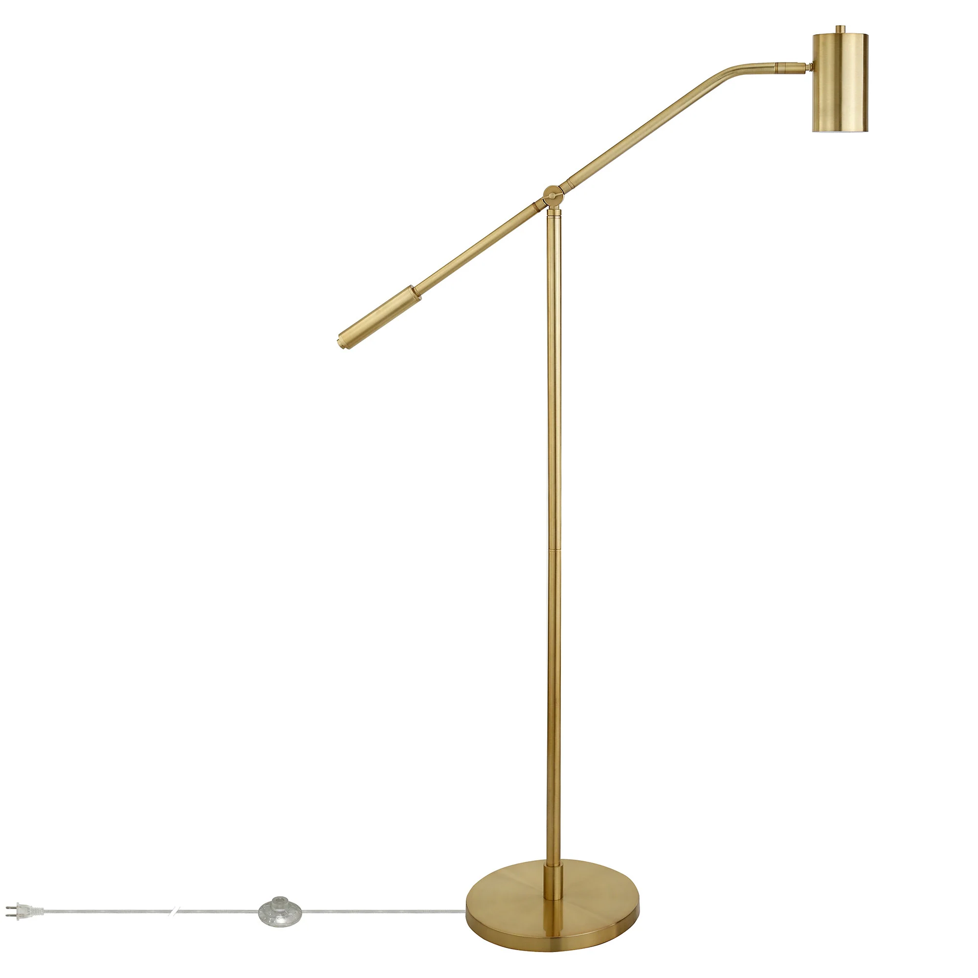 Brass Swing Arm Floor Lamp With Brass Drum Shade By Homeroots - Image 7