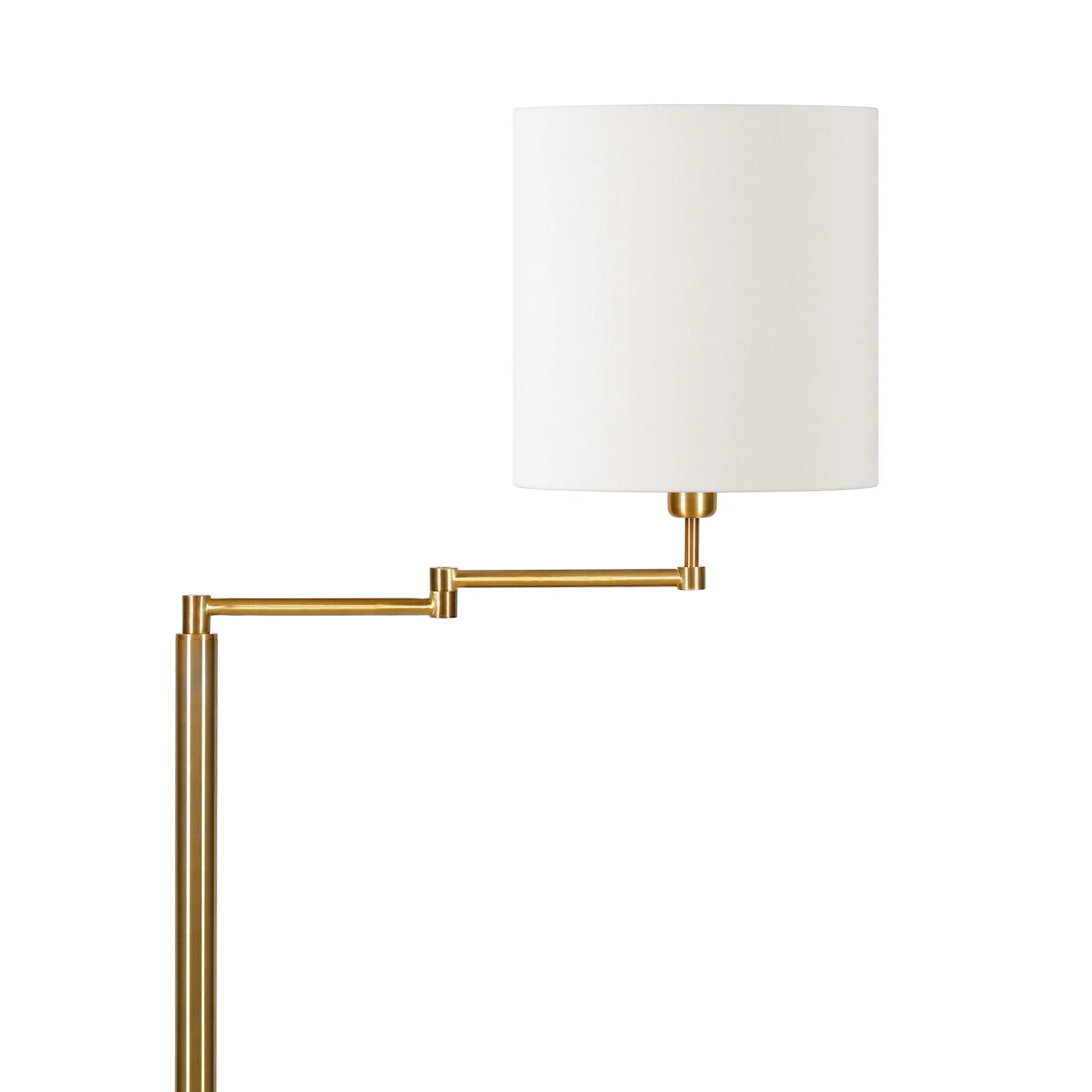 Brass Swing Arm Floor Lamp With White Frosted Glass Drum Shade By Homeroots - Image 4