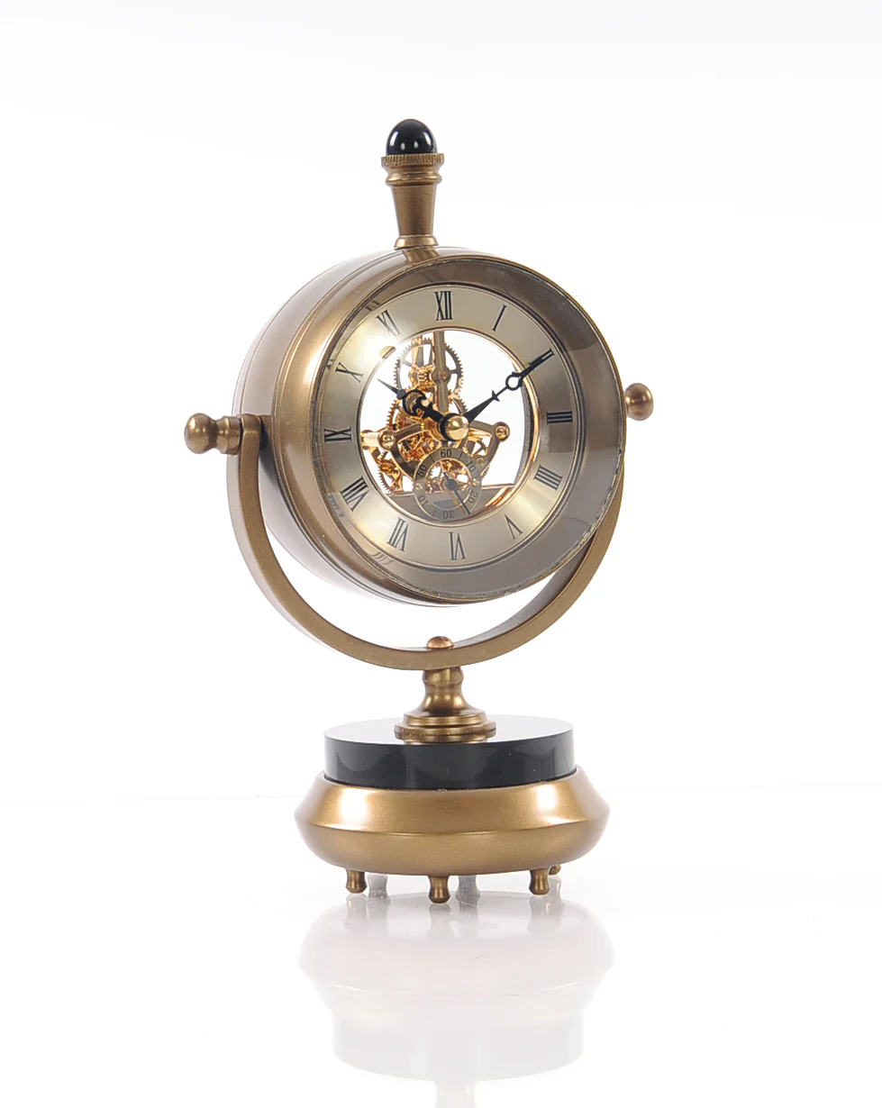 Brass Table Clock By Homeroots - Image 2