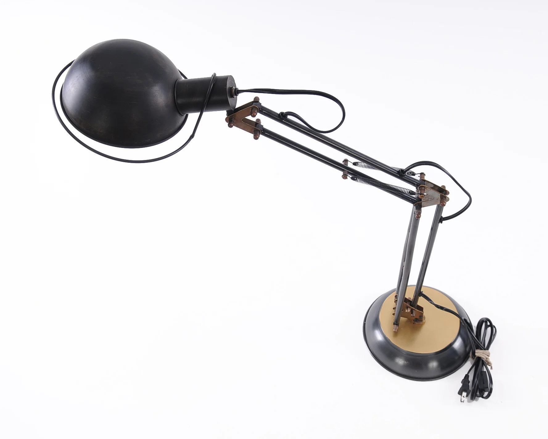 Brass TableSpring Lamp On Round Base By Homeroots - Image 2