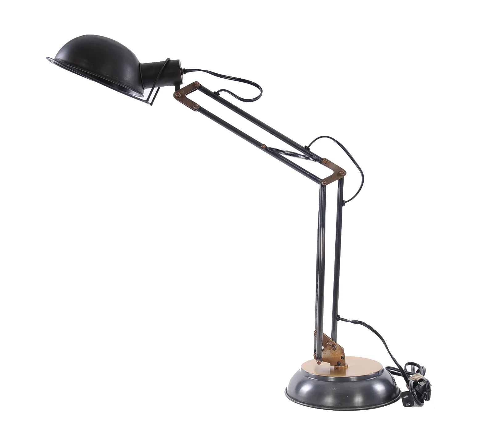 Brass TableSpring Lamp On Round Base By Homeroots - Image 3