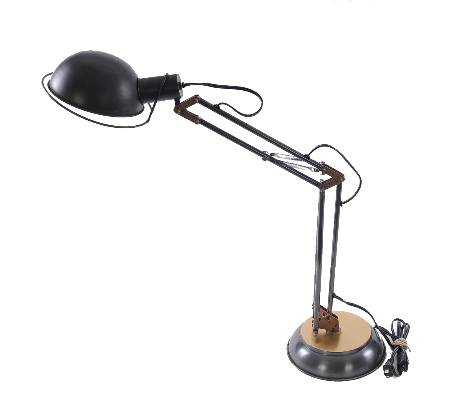 Brass TableSpring Lamp On Round Base By Homeroots - Image 4
