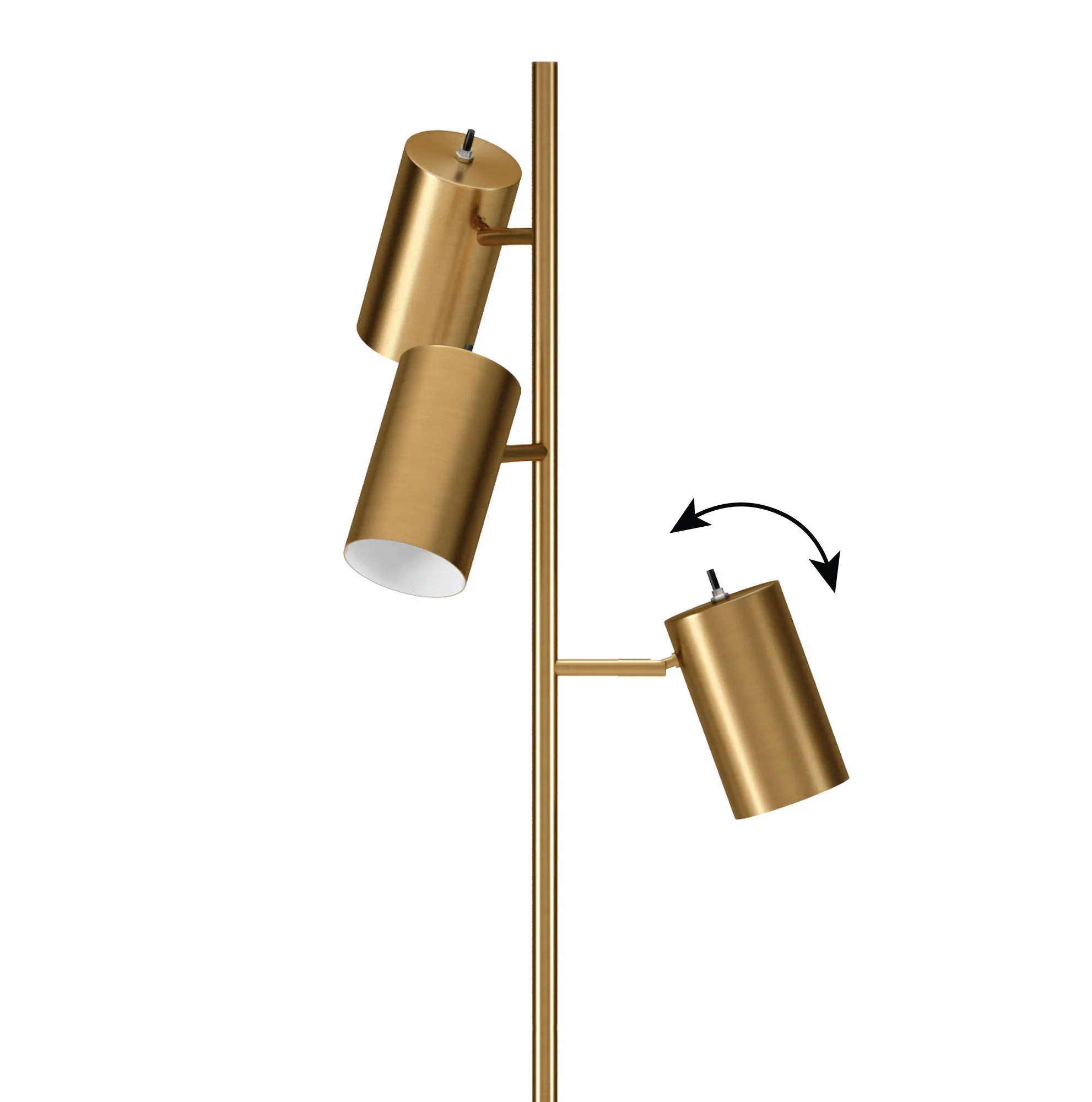 Brass Three Light Tree Floor Lamp With Brass Metal Cylinder Shade By Homeroots - Image 4