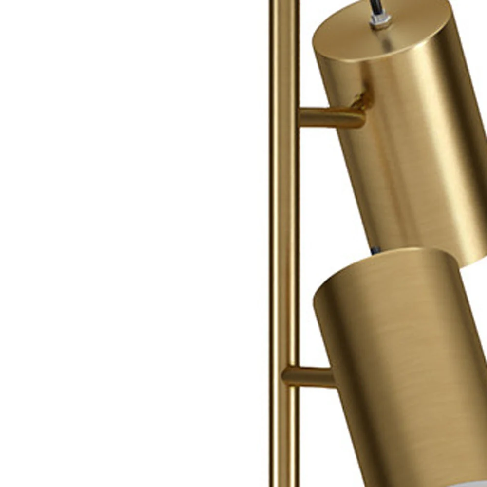 Brass Three Light Tree Floor Lamp With Brass Metal Cylinder Shade By Homeroots - Image 5