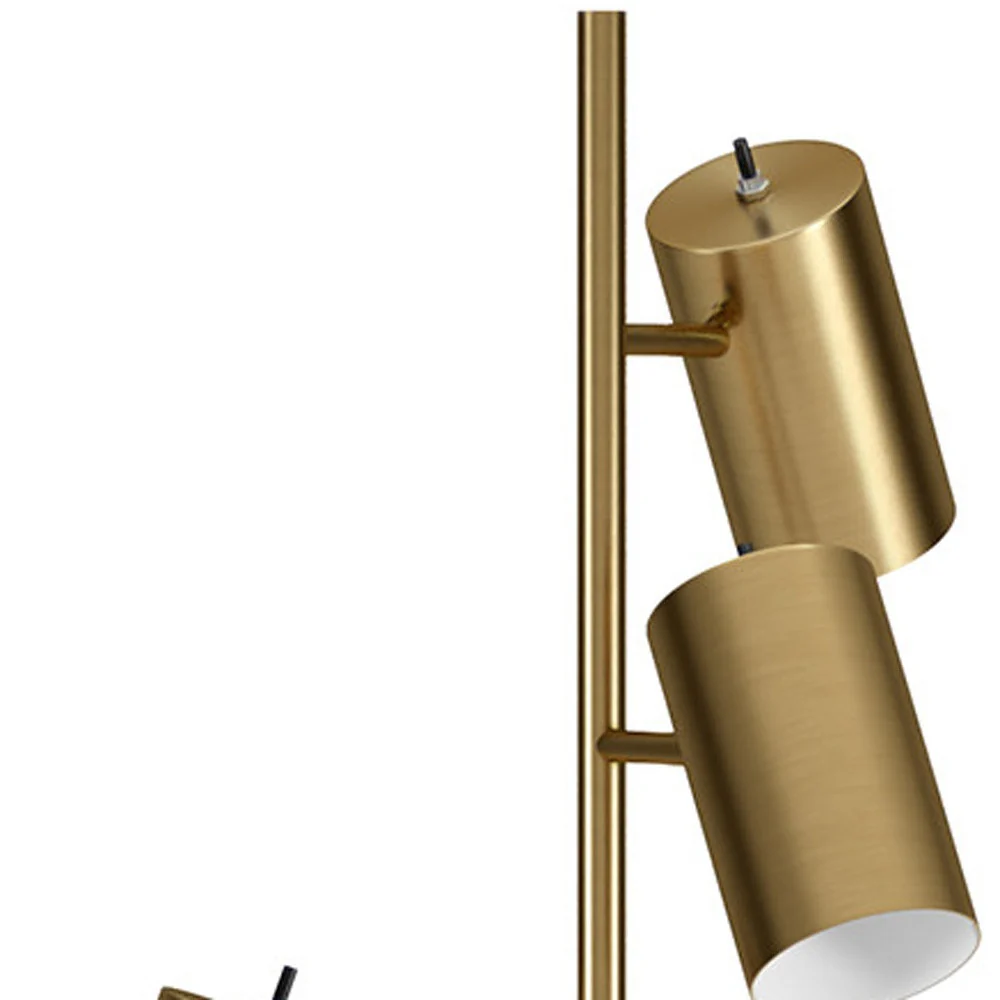 Brass Three Light Tree Floor Lamp With Brass Metal Cylinder Shade By Homeroots - Image 6