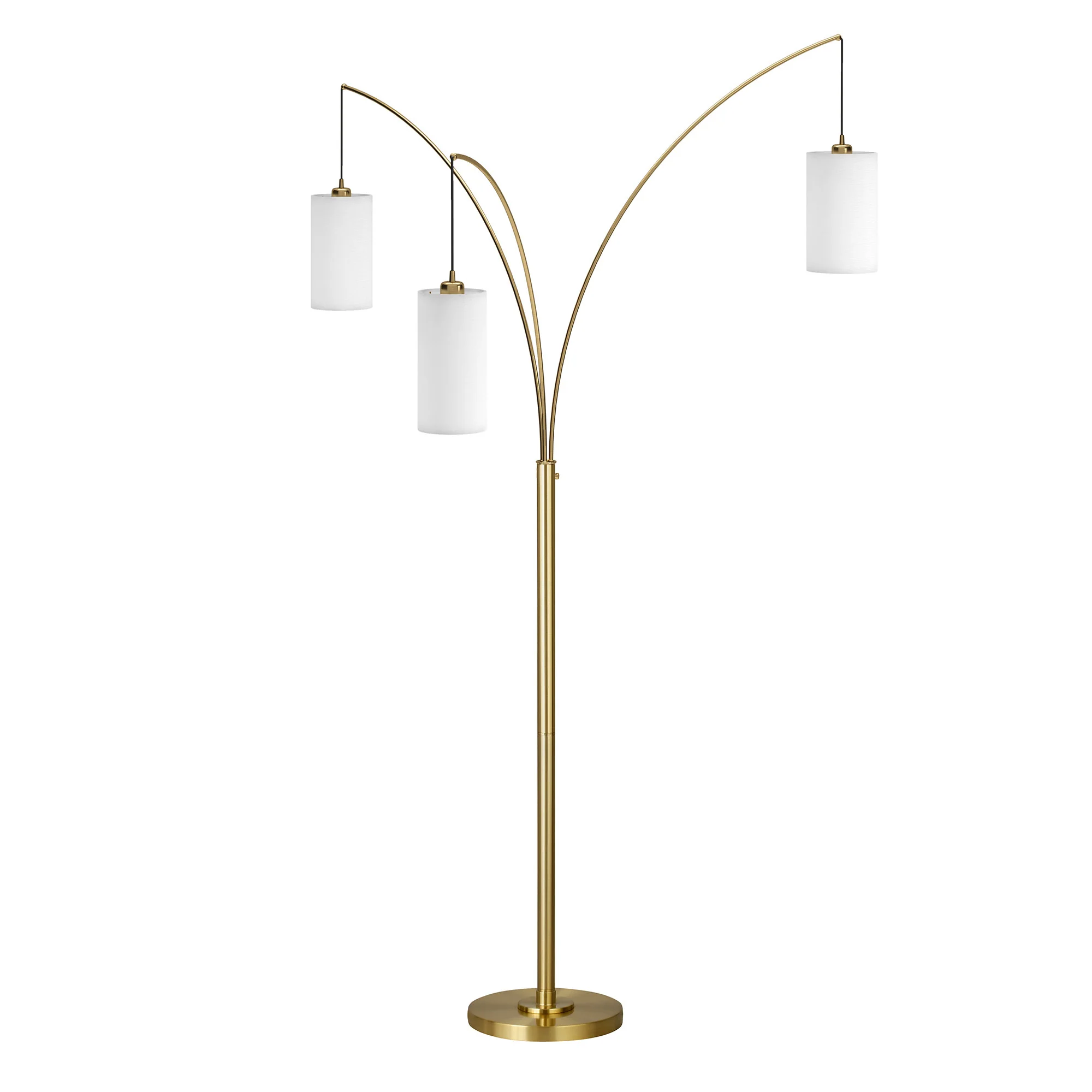 Brass Three Light Tree Floor Lamp With White Frosted Glass Drum Shade By Homeroots - Image 3