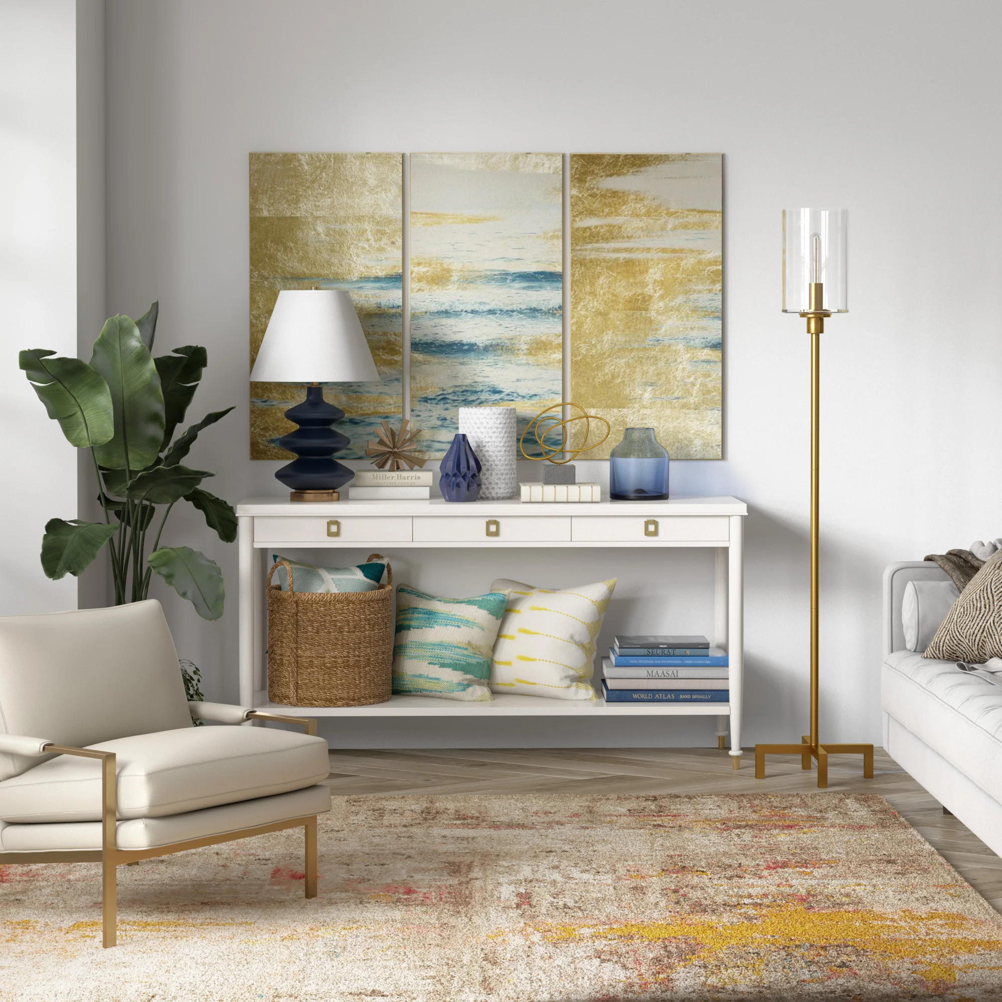 Brass Torchiere Floor Lamp With Clear Transparent Glass Drum Shade By Homeroots - Image 7