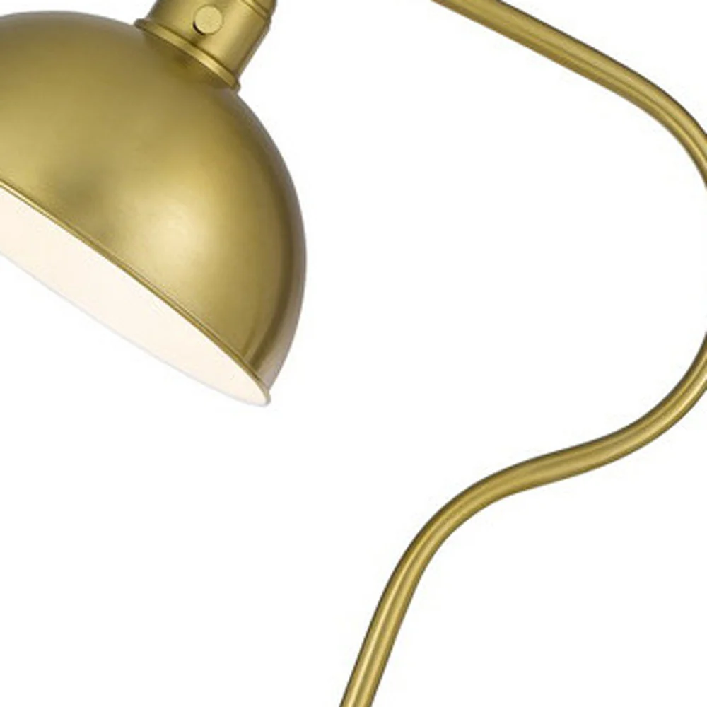 Brass Traditional Shaped Floor Lamp With Antiqued Brass Dome Shade By Homeroots - Image 2
