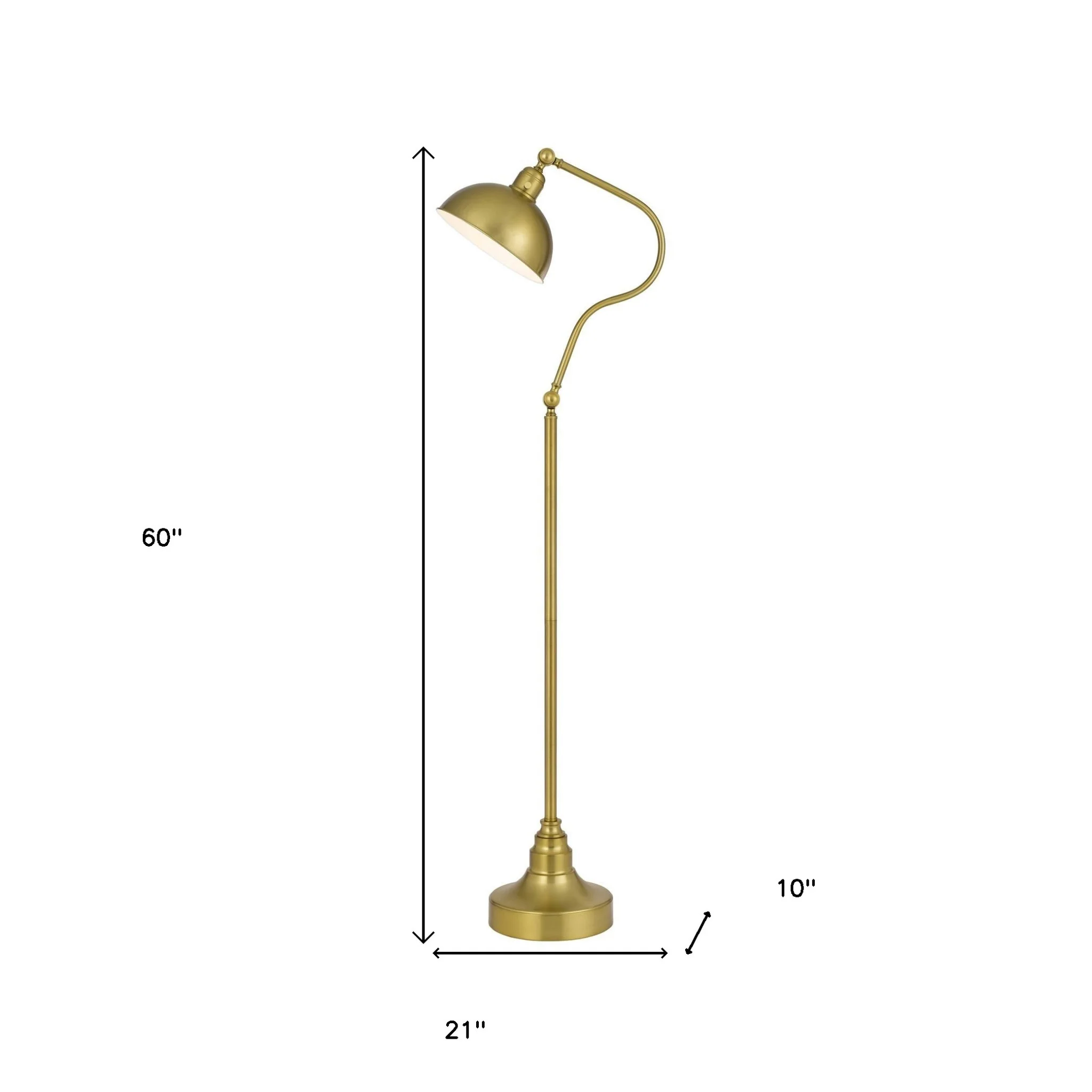 Brass Traditional Shaped Floor Lamp With Antiqued Brass Dome Shade By Homeroots - Image 5