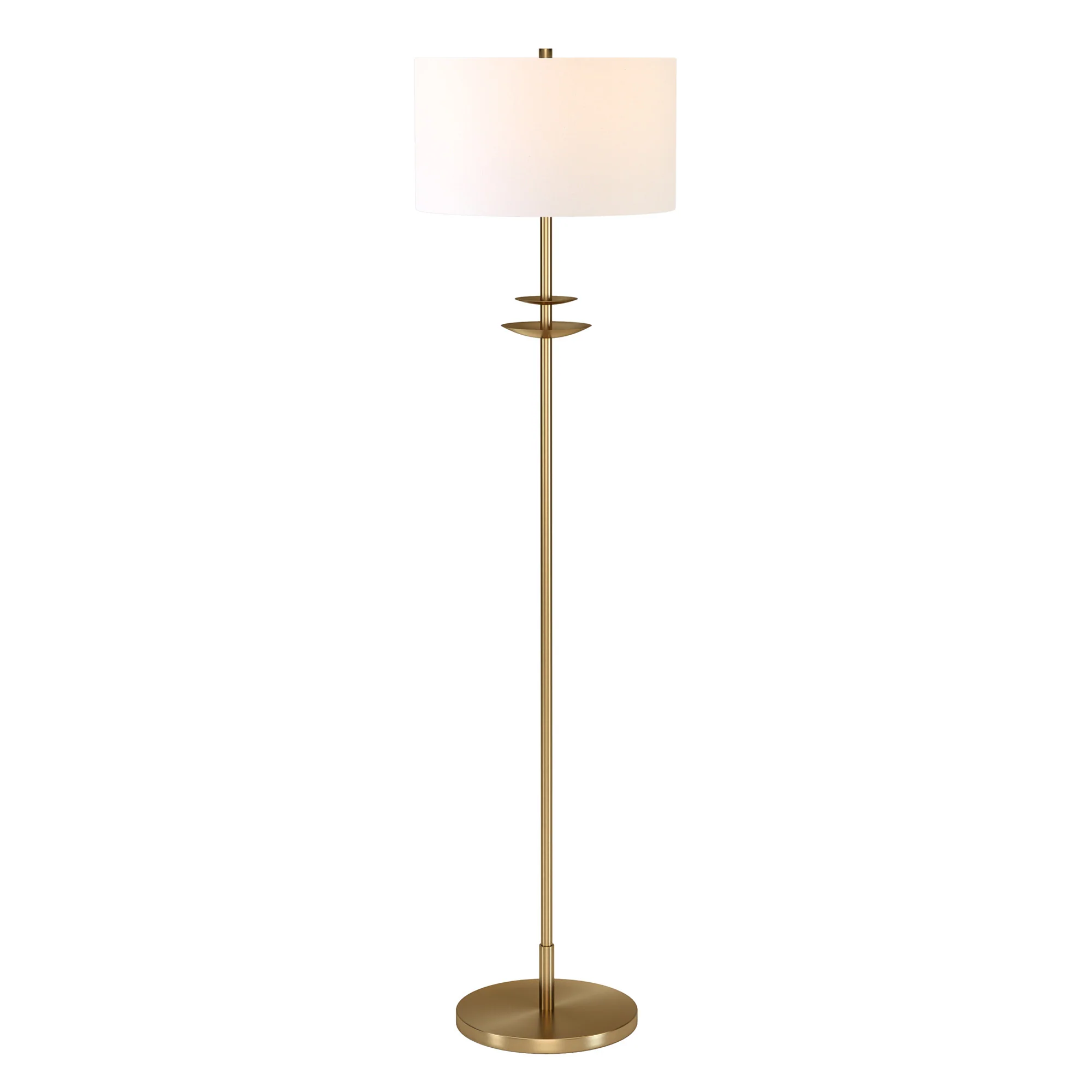 Brass Traditional Shaped Floor Lamp With White Frosted Glass Drum Shade By Homeroots - Image 7