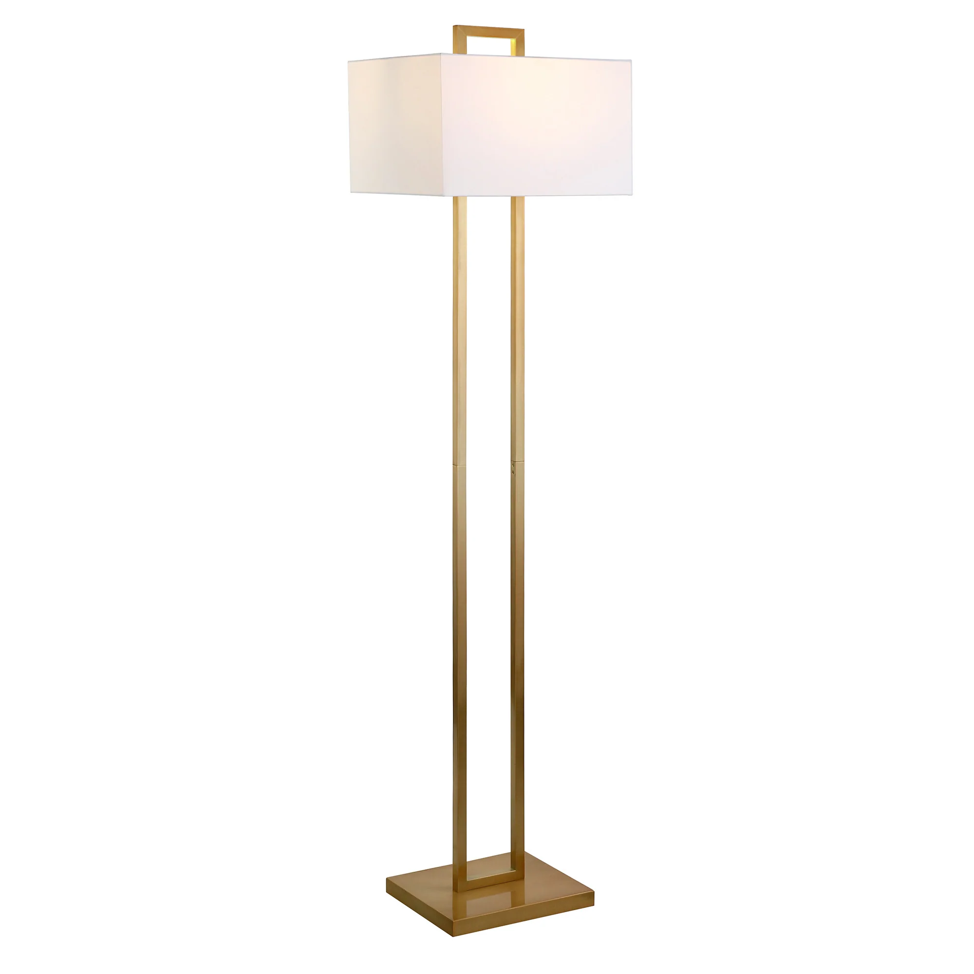 Brass Traditional Shaped Floor Lamp With White Frosted Glass Rectangular Shade By Homeroots - Image 2