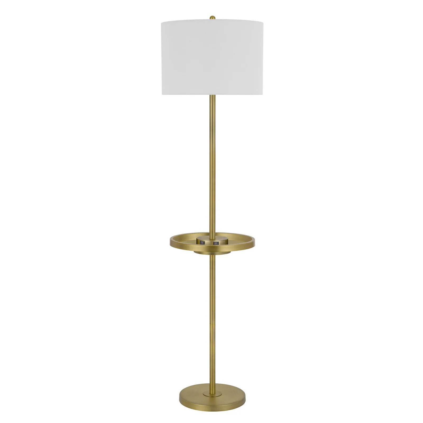 Brass Tray Table Floor Lamp With White Square Shade By Homeroots - Image 6
