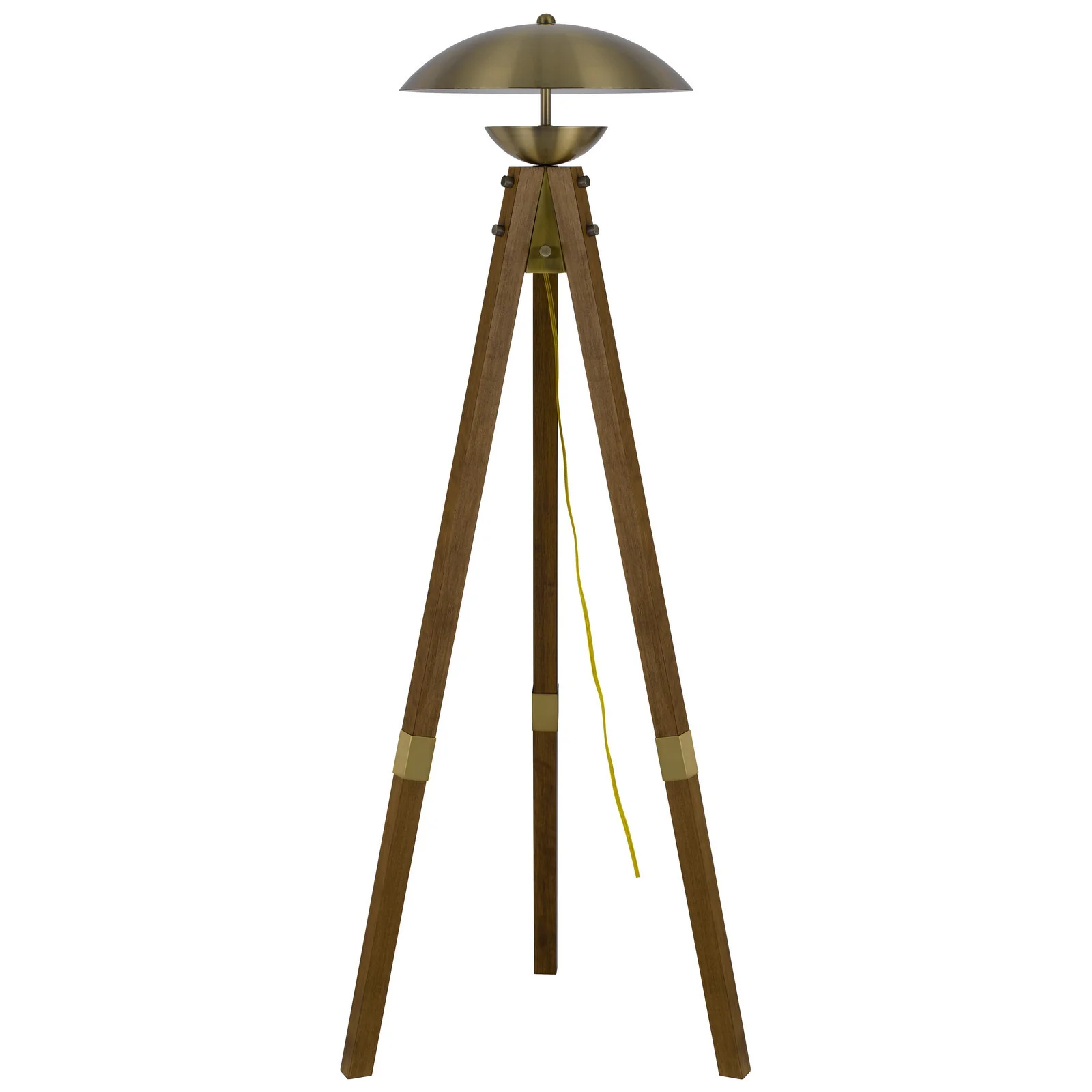 Brass Tripod Floor Lamp With Antiqued Brass Dome Shade By Homeroots - Image 6
