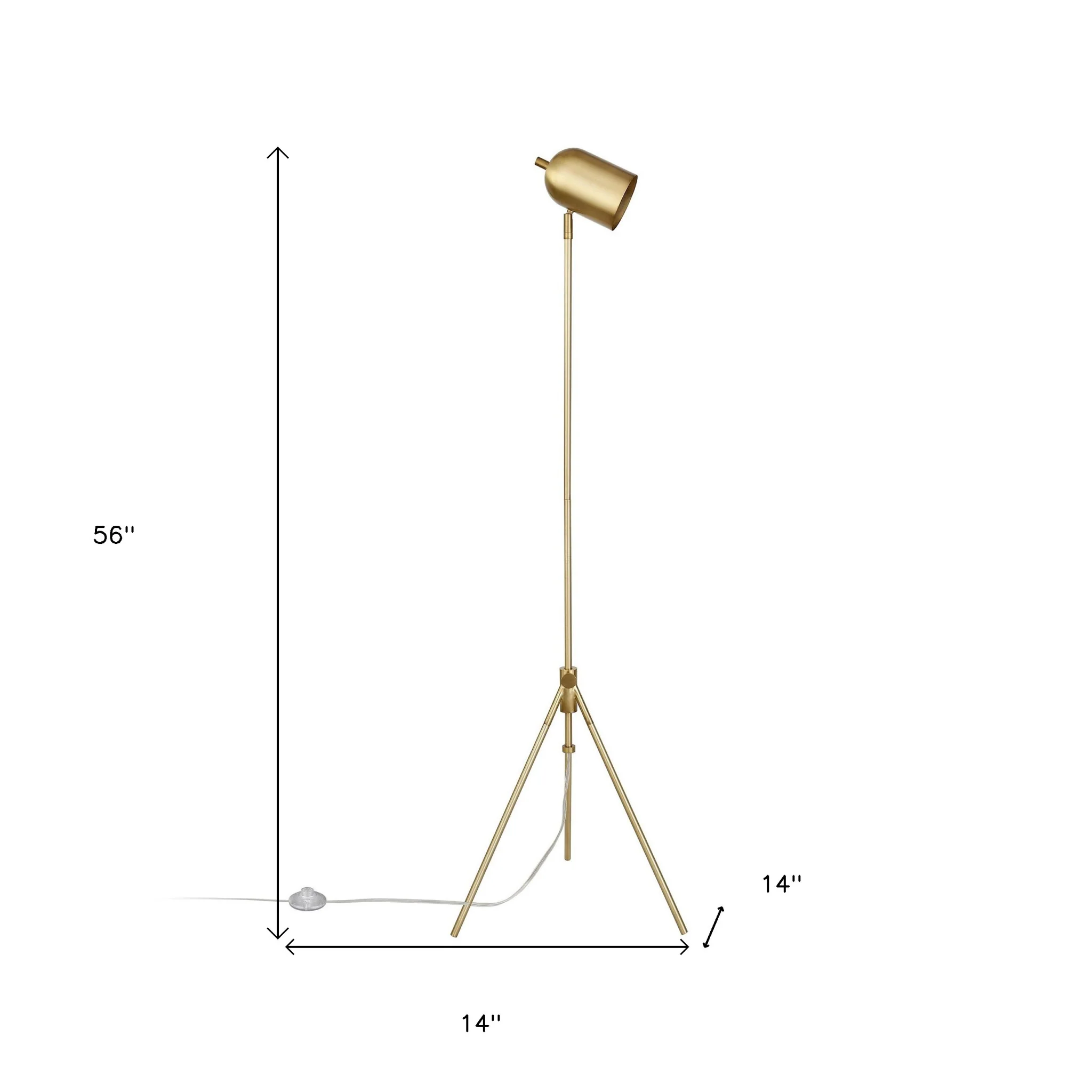 Brass Tripod Floor Lamp With Brass Dome Shade By Homeroots - Image 8