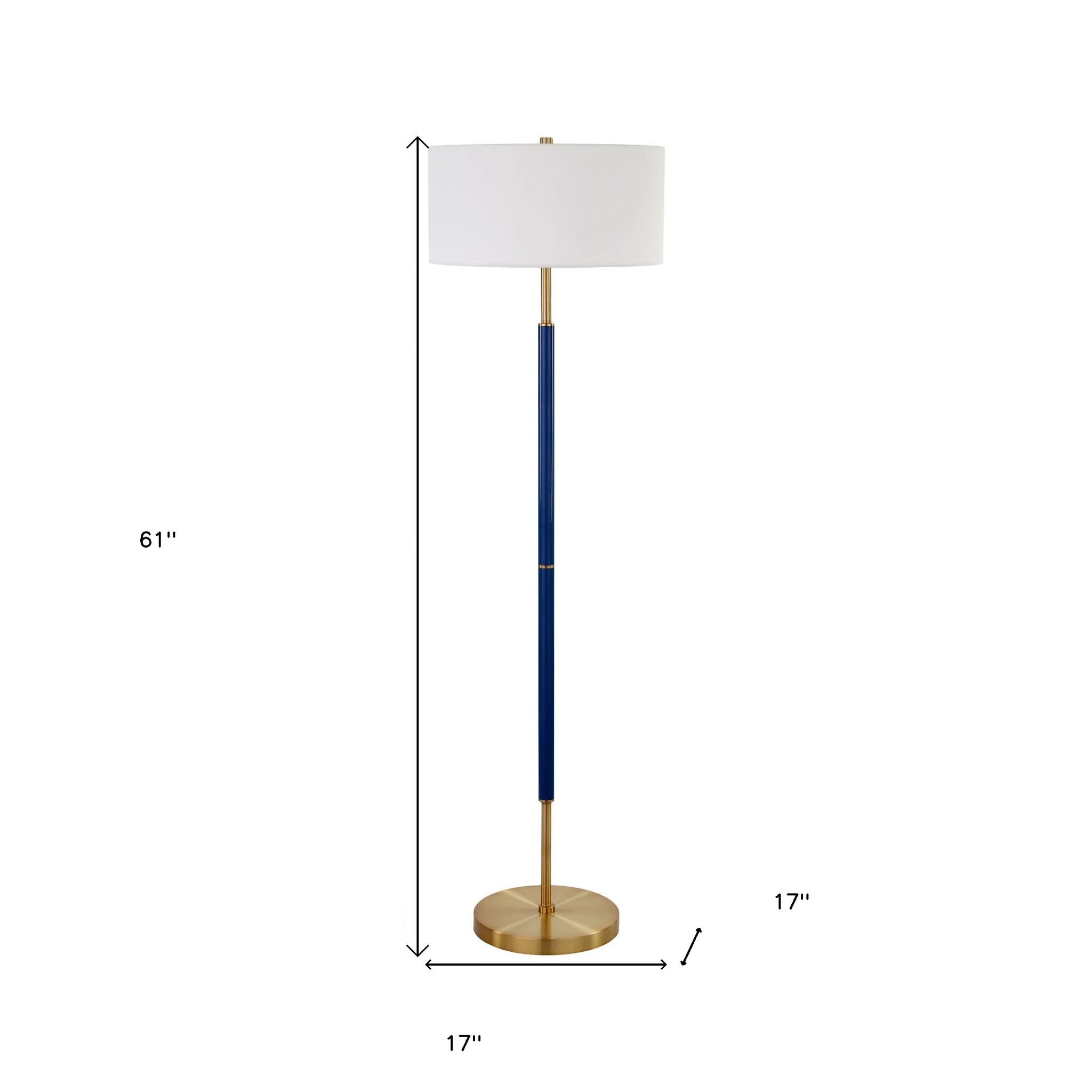Brass Two Light Floor Lamp With White Frosted Glass Drum Shade By Homeroots - Image 4