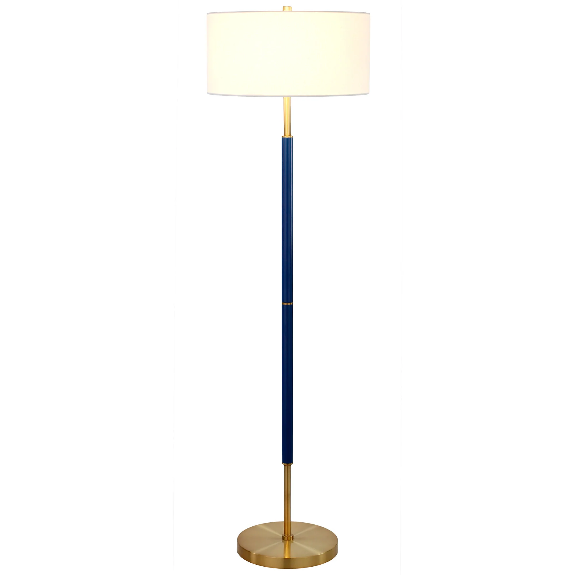 Brass Two Light Floor Lamp With White Frosted Glass Drum Shade By Homeroots - Image 8