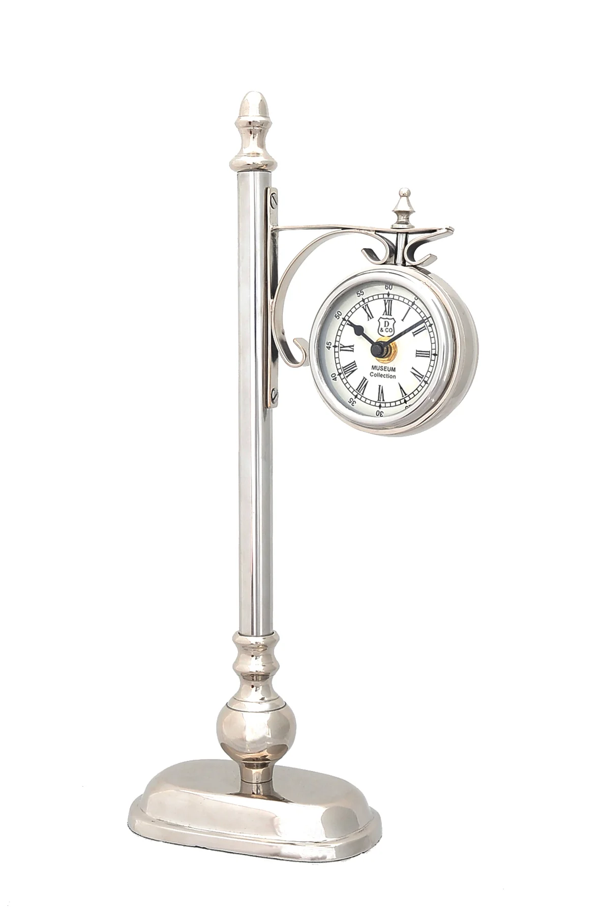 BrassAlum Lamp Post Clock One Sided By Homeroots - Image 3