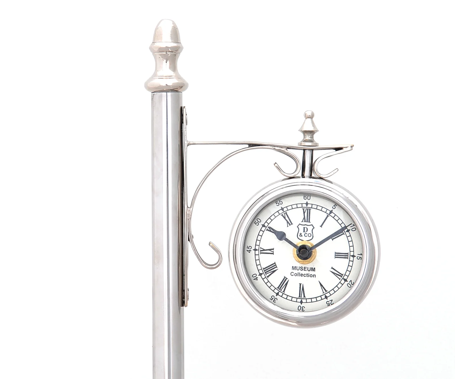 BrassAlum Lamp Post Clock One Sided By Homeroots - Image 5