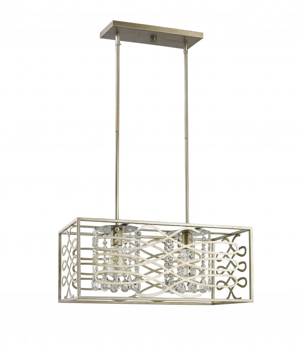 Brax 2-Light Washed Gold Island Pendant With Crystal Accents By Homeroots - Image 2