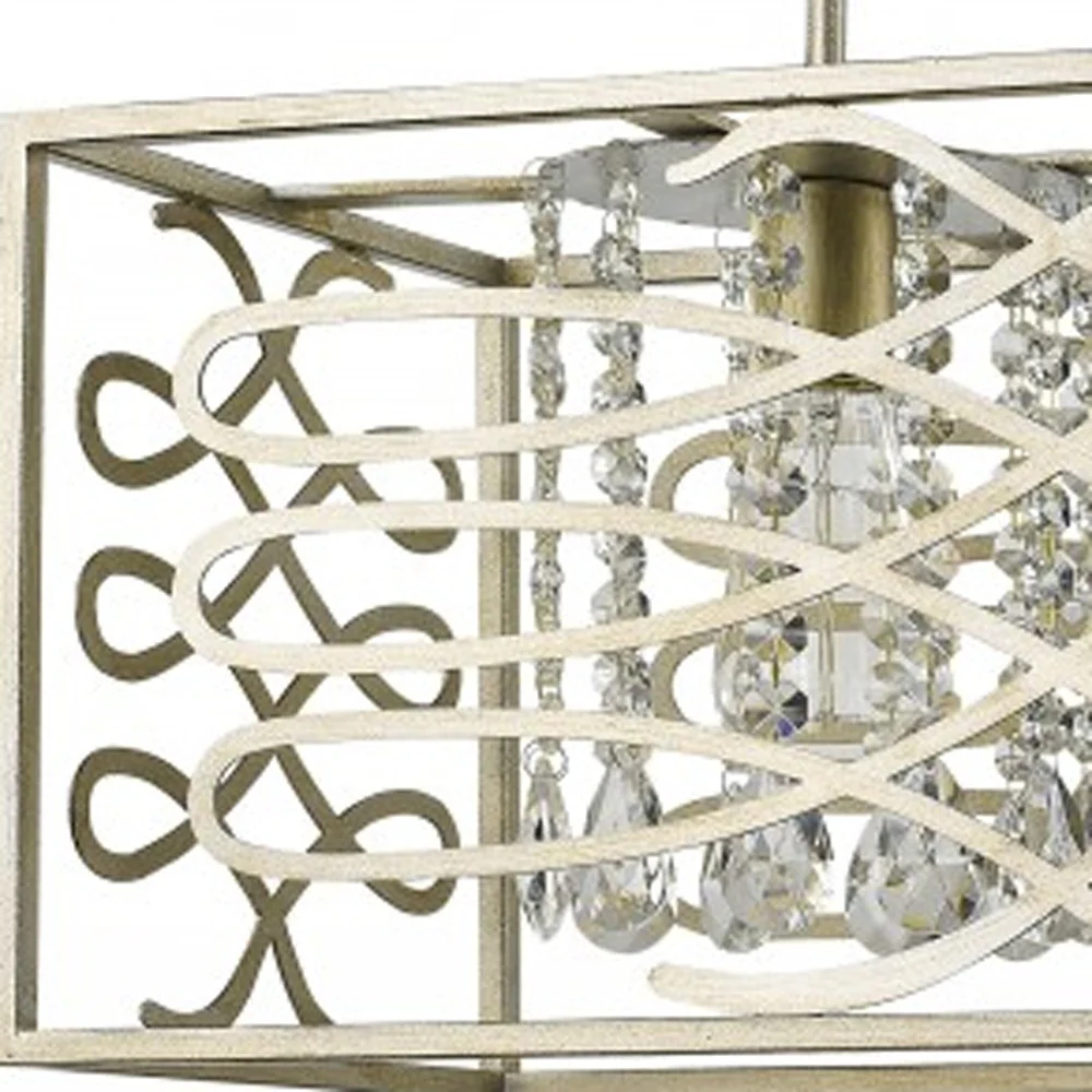 Brax 2-Light Washed Gold Island Pendant With Crystal Accents By Homeroots - Image 3