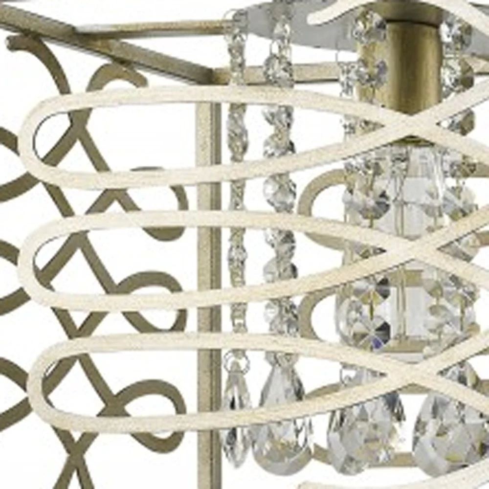 Brax 2-Light Washed Gold Island Pendant With Crystal Accents By Homeroots - Image 4