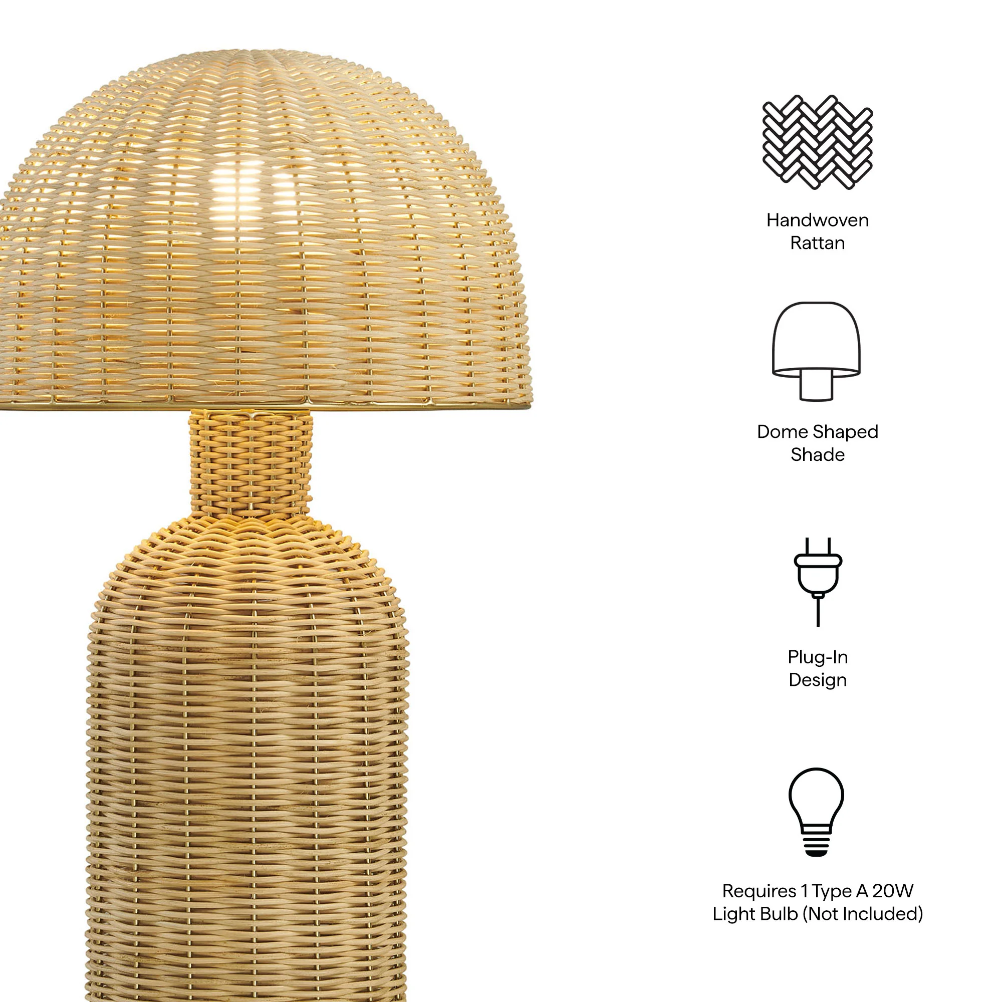 Briar Rattan Table Lamp by Modway - Image 10
