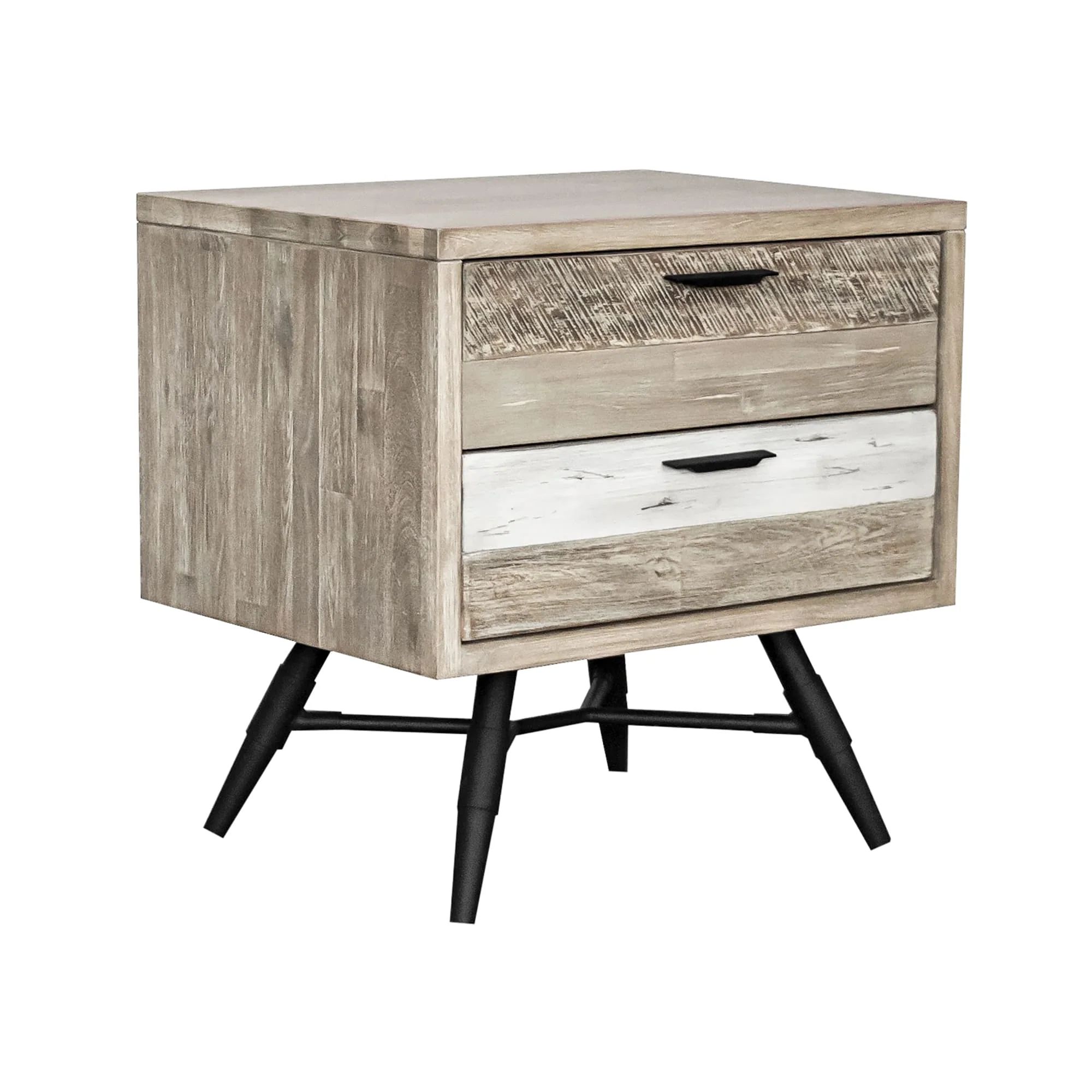 Bridges 2 Drawer Nightstand  in Two Tone Acacia Wood By Armen Living - Image 4