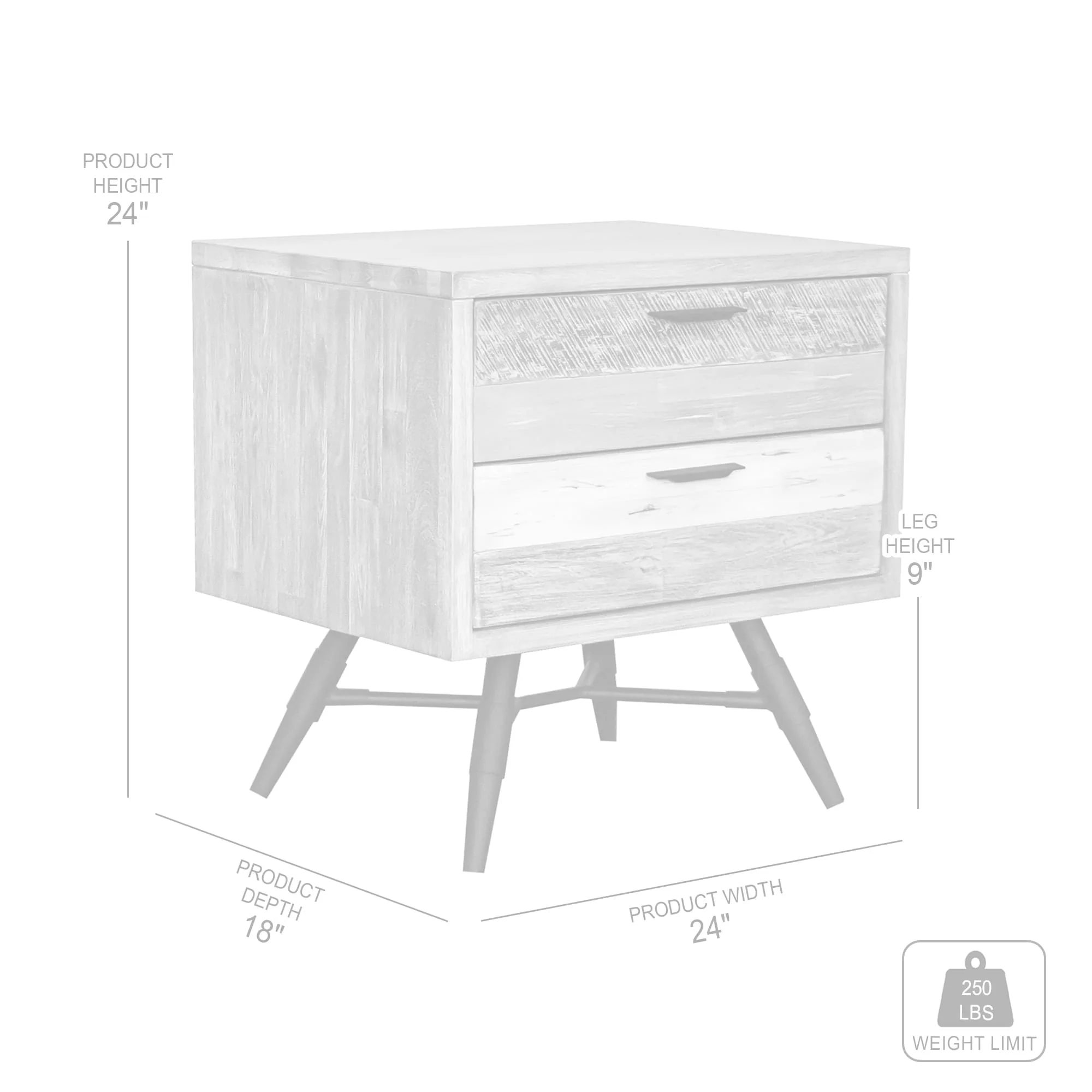 Bridges 2 Drawer Nightstand  in Two Tone Acacia Wood By Armen Living - Image 8