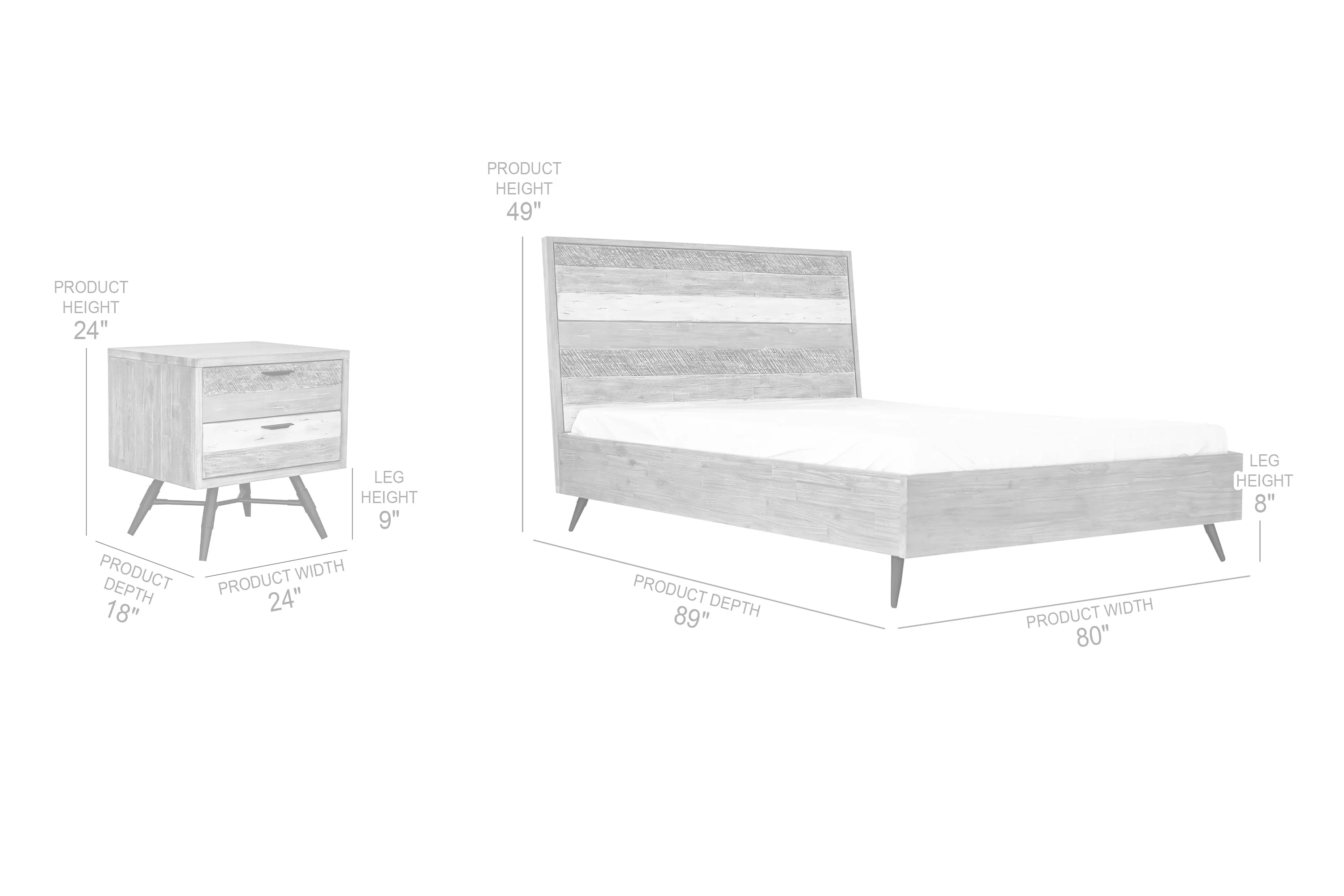 Bridges 3 Piece King Bedroom Set in Two-Tone Acacia Wood By Armen Living - Image 8