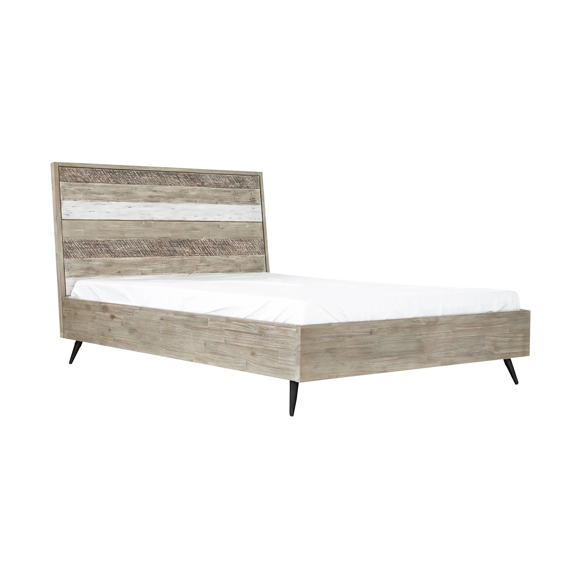 Bridges 3 Piece Queen Bedroom Set in Two-Tone Acacia Wood By Armen Living - Image 4