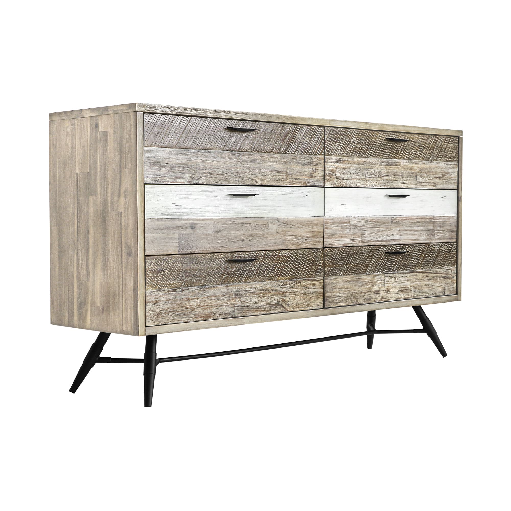 Bridges 4 Piece King Bedroom Set in Two-Tone Acacia Wood By Armen Living - Image 5